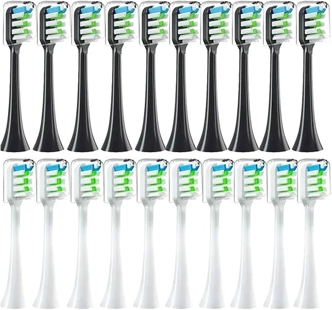 Compatible for Ten Interchangeable Toothbrush Heads Compatible with X3/X3U/X5 Models of Sonic Electric Toothbrushes(10pcs Black)