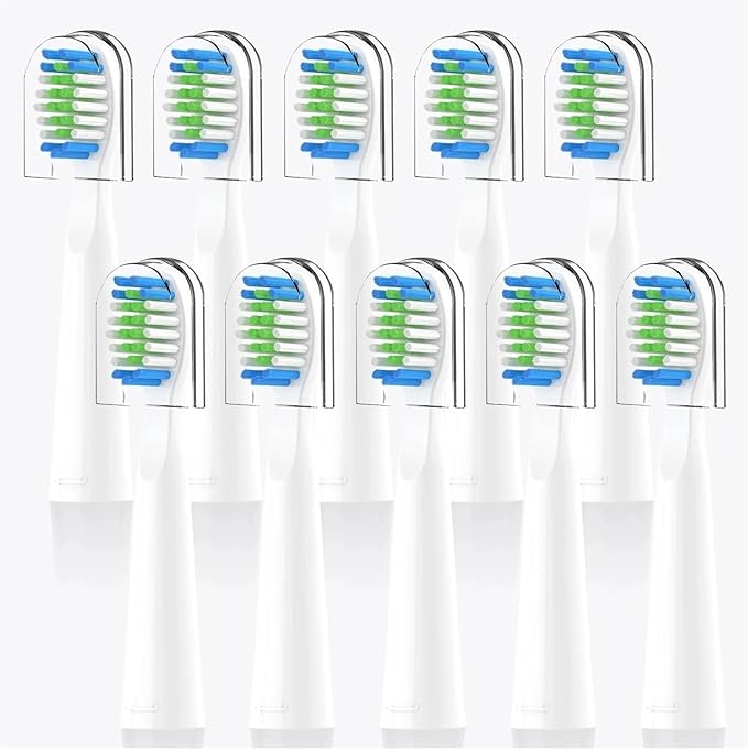 10PCS Compatible for Fairywill FW-E11 E10 E6 D7S Electric Toothbrush Replacement Brush Heads(10PCS White)