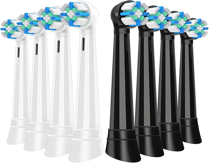 8 Pcs IO Replacement Heads Compatible with Oral B IO 2/3/4/5/6/7/8/9/10/Deep Clean Series Electric Toothbrushes Medium Softness Brush Heads Compatible with Oral B iO (Black/White)
