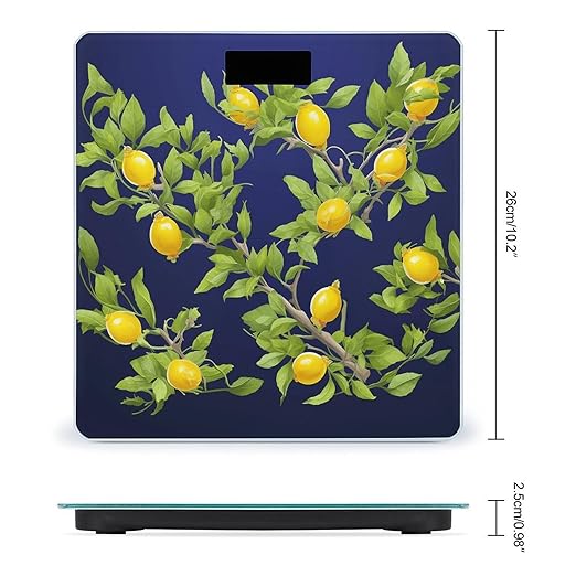 Lemon Tree Bathroom Scale Rounded Smart Scale for Body Weight Automatic Power On/Off Weight Scales Accurate Bathroom Digital Scales for Pet Home Bedroom Kitchen