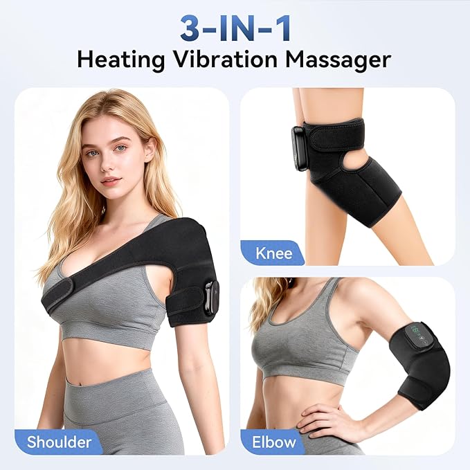 Heating Pad for Knee Knee Massager with Heat 3-in-1 Foot Massager with Heated for Knee/Shoulder/Elbow 5 Heat Levels and 5 Vibration Modes Adjustable Size Gift for Mom/Dad