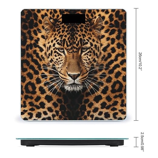 Depict A Leopard Scale for Body Weight Highly Accurate Digital Bathroom Scale Sturdy Tempered Glass Weighing Scales with LCD Display Fashion Body Fat Smart Scales 400lb