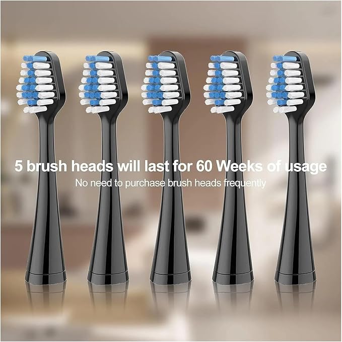 Replacement Brush HeadsCompatible for Waterpik Complete Care 5.0/9.0 Electric Toothbrush Hygiene Clean Soft Bristle Nozzles 5/10pcs(10pcs Black)