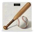 Hand Drawn Baseball Bats and Ball Scale for Body Weight Digital Bathroom Scale Toughened Glass High Precision Scales for Body Weight with Large LCD Backlight Display Weight Scales