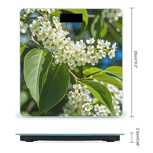 Bird Cherry in Bloom Smart Scale for Body Weight Accurate Bathroom Scale with LED Display Digital Weight Scales Weighing Machine High Precision Scales for Bath Home