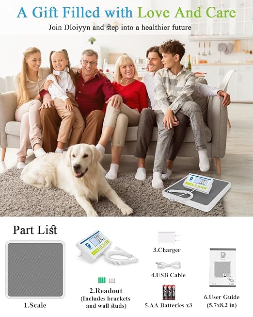 Medical Scale for Body Weight with Digital Display 660 lb Limit High Accuracy Medical Grade Floor Scale Heavy Duty kg/oz/lb Settings AC Adapter &amp Battery Included Portable Home &amp Physici