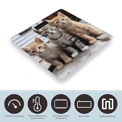 Kittens Family Cats Smart Scale for Body Weight Accurate Bathroom Scale with LED Display Digital Weight Scales Weighing Machine High Precision Scales for Bath Home