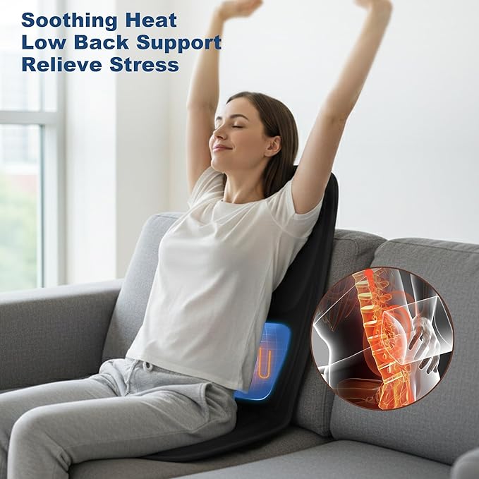 Back Massager with Heat Massage Seat Cushion with 3D Back Support 8 Vibrating Motors Massager Chair Pad for Full Body Pain Relief Ideal Gift for Valentine's Day/Lover/Parents/Friends