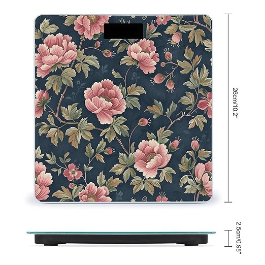 Digital Bathroom Scale for Body Weight Scale with Bright LCD Display High Accuracy Step-On Technology Auto On/Off Green Floral Pattern Digital Scales 400 Lbs /180kg