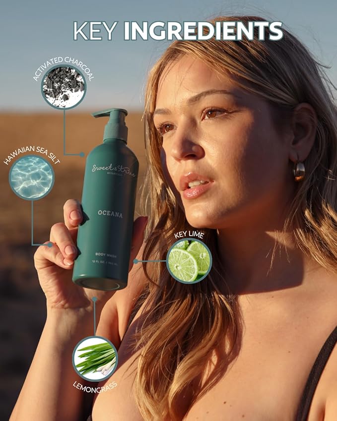 Sweet &amp True - Oceana pH Balanced Body Wash | Gentle Daily Cleanser for Face Body &amp Intimate Areas | Clean Botanical Blend