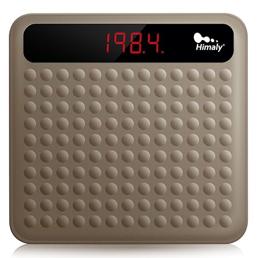 himaly Digital Body Weight Scale Bathroom Scale Step-On Technology High Precision Measurements Scales with Large Non Slip Silicone Platform and LCD Digital Display 400lbs/180kg Capacity Brown