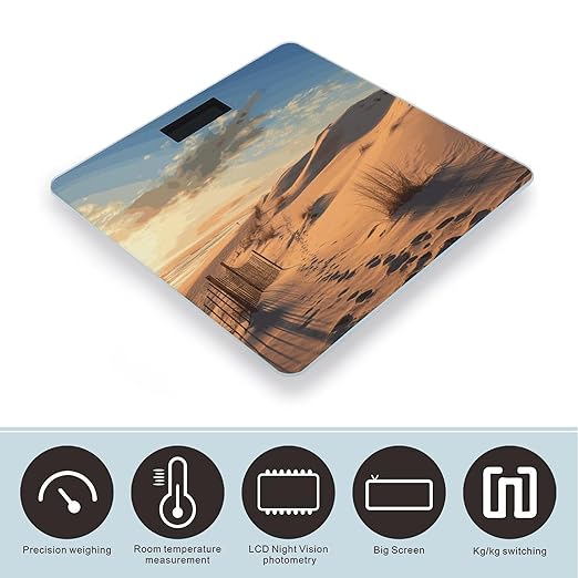Sand Dunes Digital Bathroom Scale for Body Weight with High Precision Digital Weighing Scale with BMI Clear LCD Display and Step-On Measures Weight Up to 180kg