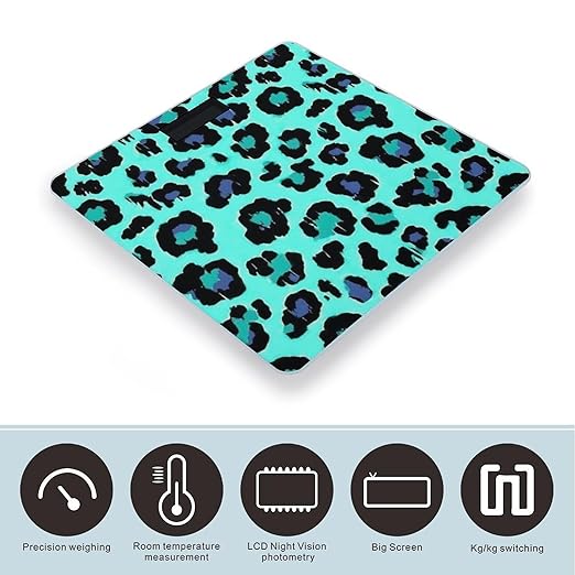 Automatic Switch Digital Bathroom Weighing Scale Smart Scale for Body Weight Green Cheetah Leopard Print
