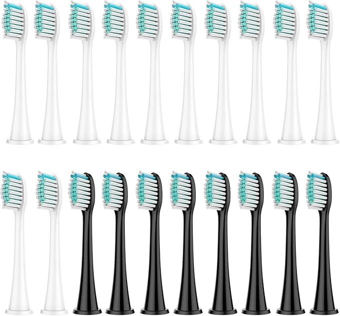 8Pcs Replacement Brush HeadsCompatibility for DiamondClean HX3/HX6/HX9 Series Electric Toothbrush HX6064(12 White 8 Black)