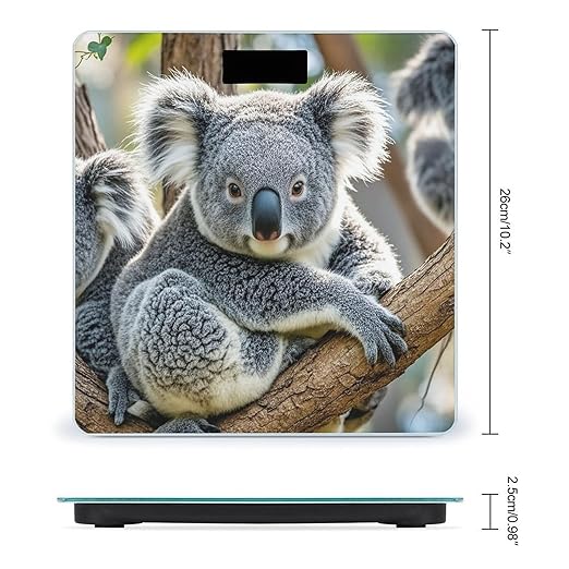 Lovely Koala Scale for Body Weight Accurate Digital Bathroom Scale Toughened Glass High Precision Scales Smart Weight Scales with Large LCD Backlight Display Weighing Machine