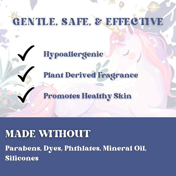 Kids Body Wash – Plant Based Gentle Moisturizer with Shea Butter – Safe for Sensitive Skin – Unicorn Magic – 3 Pack (8 oz Each)