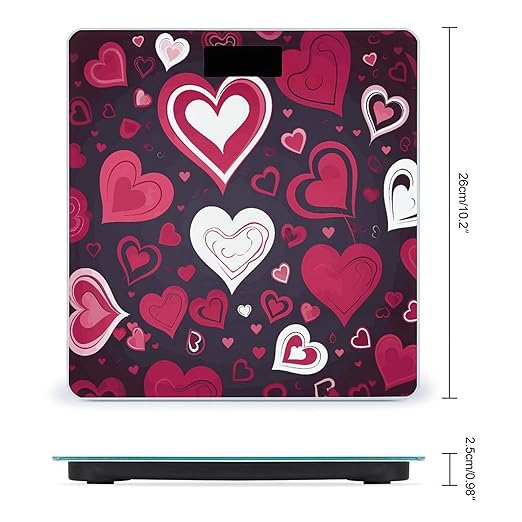 Happy Valentine's Day Bathroom Scale Automatic Power On/Off Body Scales LCD Backlight Display Square Digital Scale Rounded Corners Bathroom Scales for Home Bedrooms