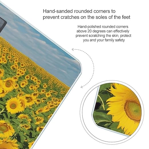 Many Beautiful Sunflowers Scale for Body Weight Accurate Digital Bathroom Scale Toughened Glass High Precision Scales Smart Weight Scales with Large LCD Backlight Display Weighing Machine