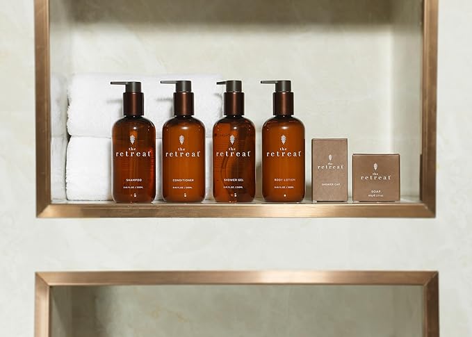 The Retreat Luxury Shower Gel with Aloe &amp Vitamin E – Gentle Cleansing &amp Hydrating Body Wash – Refreshing Spa-Inspired Scent – Cruise-Inspired Bath Experience – All Skin Types – 8.45 fl oz (25