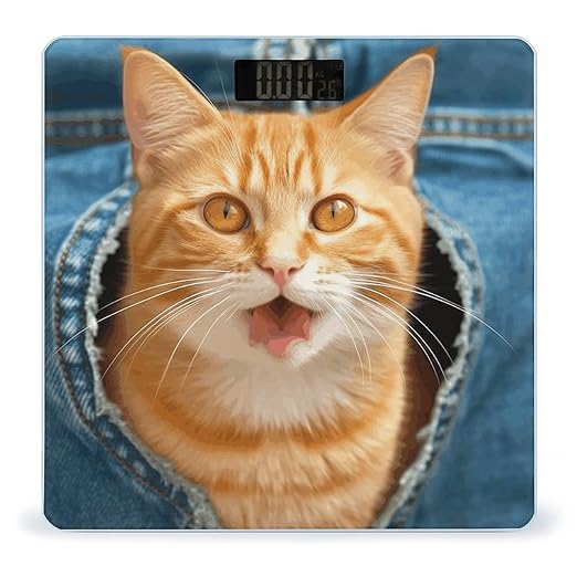 Orange Cat Sticking Out Tongue Scale for Body Weight Accurate Digital Bathroom Scale Toughened Glass High Precision Scales Smart Weight Scales with Large LCD Backlight Display Weighing Machine