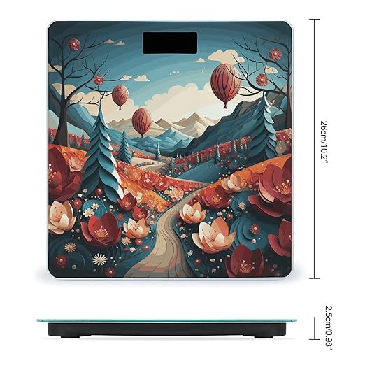 Paper Cutting Painting Scale for Body Weight Anti-Slip Digital Bathroom Scale Sturdy Toughened Glass Weighing Scales High Precision Safe Rounded Corners Smart Scales