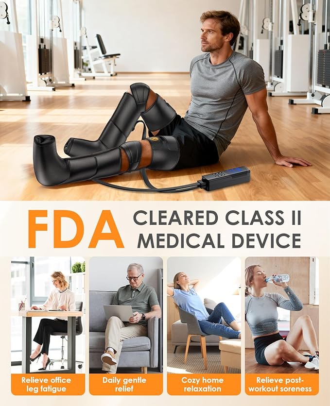 Leg Massager with Heat and Compression - Foot Calf Thigh Massage for Circulation and Pain Relief Professional Compression Boots with 6 Modes 9 Intensity 4 Heat Gifts for Mom Dad