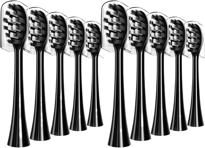 Replacement Toothbrush Heads Compatible with Gleem Electric W Shape Design Planted with Nylon Bristle10 Pack(Black)