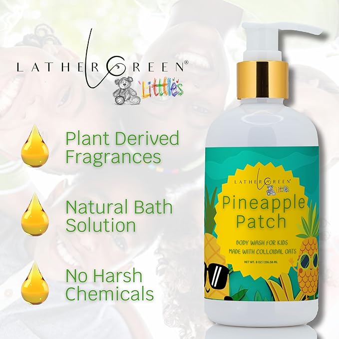 Kids Body Wash – Plant Based Gentle Moisturizer with Shea Butter – Safe for Sensitive Skin – Pineapple Patch – 3 Pack (8 oz Each)