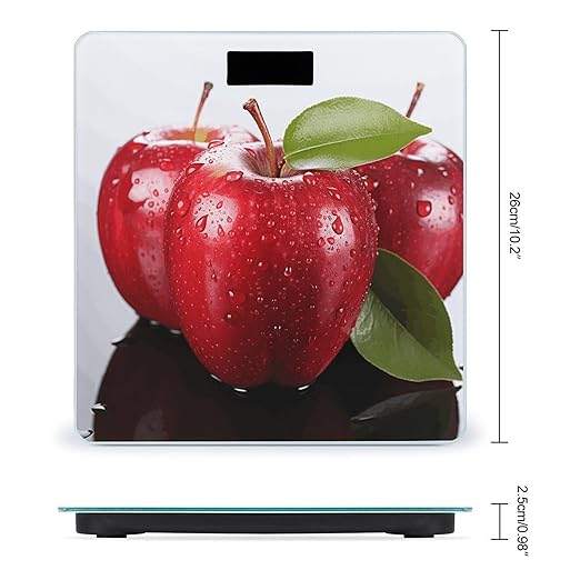 Red Apple FruitScale for Body Weight with LCD High Precision Weighing Scales Fashion Sturdy Tempered Glass Weight Scales Easy-to-Read Digital Bathroom Scale for Daily 400lb