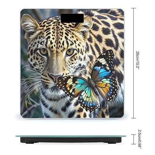 Leopard and Butterfly Scale for Body Weight Smart Scales Digital Bathroom Scale High Precision Weighing Scales with Large Display Weighing Machine for People