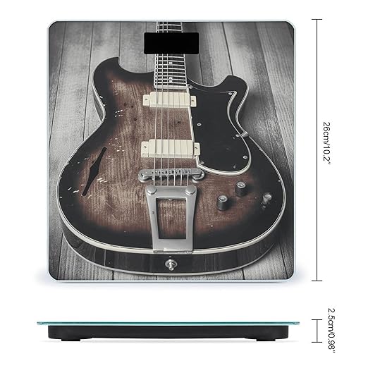 Vintage Guitar Scale for Body Weight Highly Accurate Digital Bathroom Scale Sturdy Tempered Glass Weighing Scales with LCD Display Fashion Body Fat Smart Scales 400lb