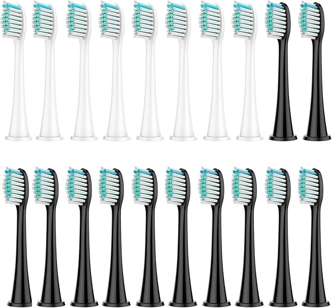 Compatible for 8Pcs Replacement Brush Heads with DiamondClean HX3/HX6/HX9 Series Electric Toothbrush HX6064(8 White 12 Black)