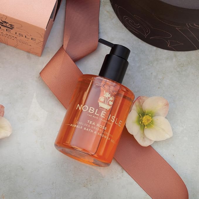Noble Isle Tea Rose Bath &amp Shower Gel | Luxury Body Wash for Women with Fine British Fragrance Oils | Vegan Body Wash &amp Paraben Free Body Wash (8.45 oz)