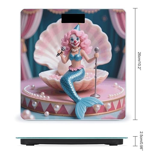 Mermaid Clown Scale for Body Weight Sturdy Tempered Glass Weighing Scales with LCD Display Accurate Digital Bathroom Scale Convenient Body Fat Smart Scales Easy Read