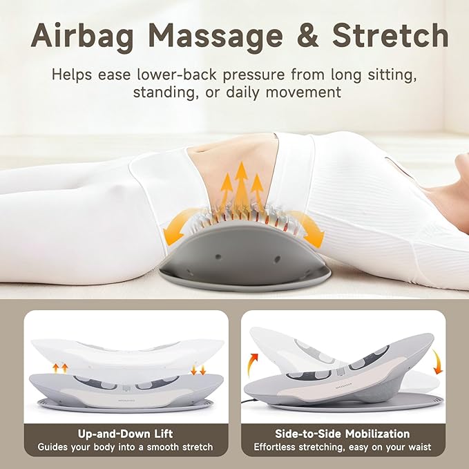 Electric Lumbar Traction Device Multifunctional Spinal Decompression Device with Dynamic Airbag Traction 8-Level Electrotherapy 3-Level Heat Therapy Vibration Massage