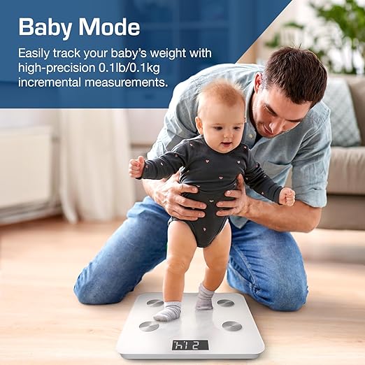 Active Era Digital Bathroom Bluetooth Scales Weight and Body Fat - Fit Track Scale Calculates BMI Body Fat Percentage Muscle Mass - Apple Health Google Fit &amp Fitbit Compatibility (White)