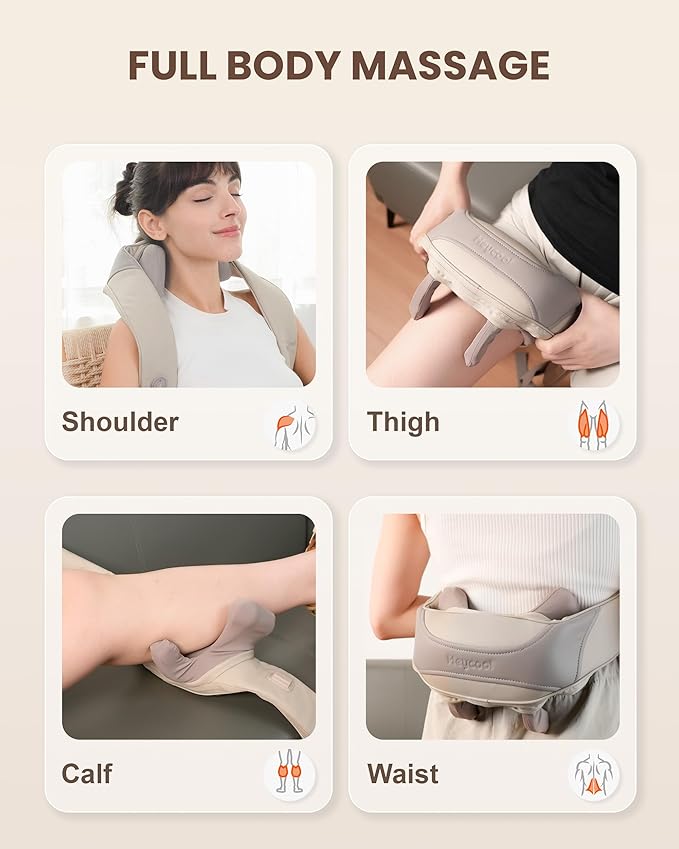 Cordless Neck Massager with Heat FSA Eligible HSA 4D Deep Kneading Neck Shoulder Massager for Pain Shiatsu Back Massager for Shoulder Gifts for Women Men