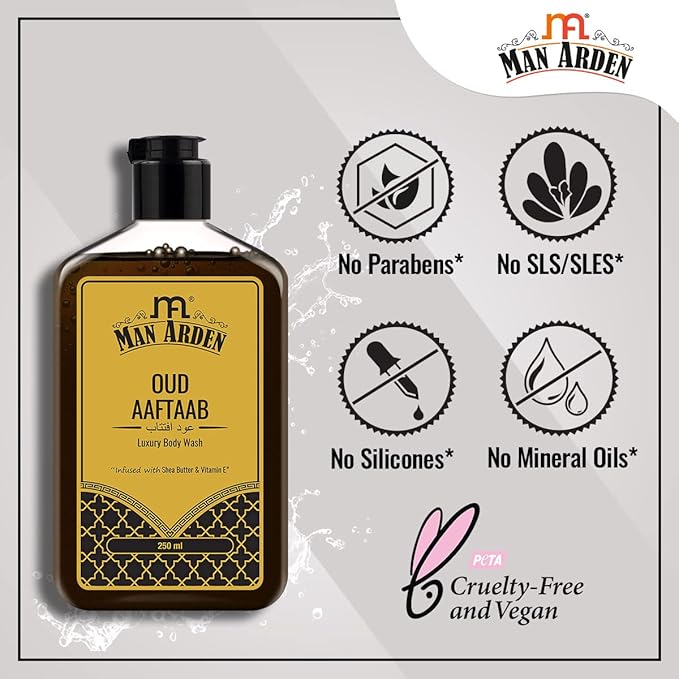 Man Arden Oud Aaftaab Luxury Body Wash Infused With Shea Butter &amp Vitamin E 250ml