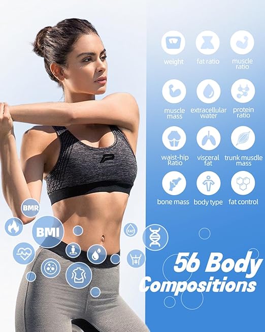 Smart Scale for Body Weight 8-Electrode Body Composition Scale with BMI Body Fat Muscle Mass Full-Color TFT LCD on Handle Rechargeable Body Fat Scale