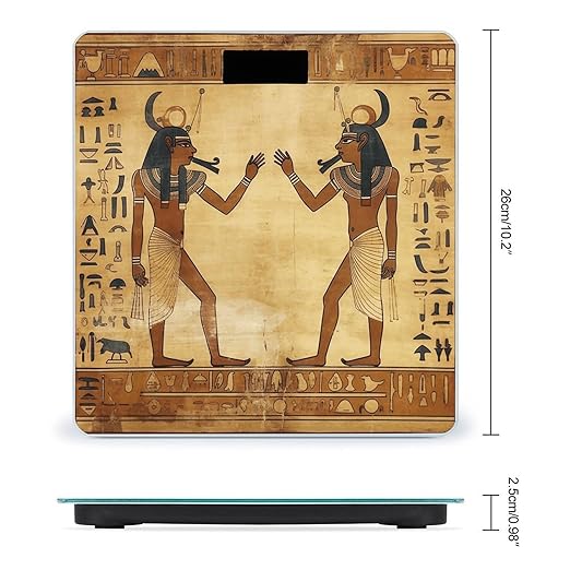 Ancient Egyptian Bathroom Scale Automatic Power On/Off Body Scales LCD Backlight Display Square Digital Scale Rounded Corners Bathroom Scales for Home Bedrooms