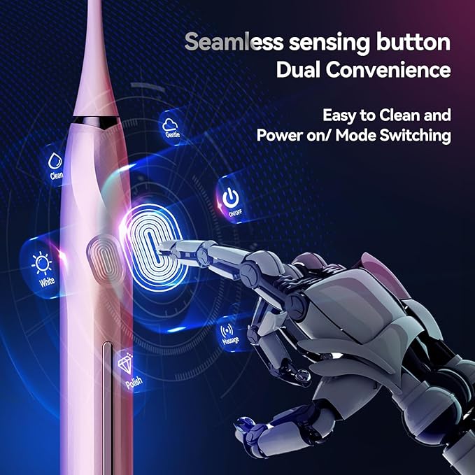 SEAGO Electric Toothbrush with 8 Soft Bristle Heads for AdultsPressure Sensor 5 Modes with 2 Minutes Build in Smart TimerRechargeable Travel Toothbrush with Brush Hold and Travel Case(2752Pink)