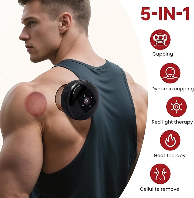 UOTT Original 20 Levels Cupping Kit for Massage Therapy5-in-1 Smart Dynamic Cupping Set with Red Ligh-t Therapy&ampHeat Penetrates for Targeted Pain Relief Knots Aches Muscle Soreness