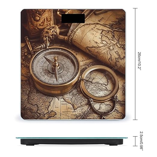 Compass and Old World Map Scale for Body Weight Digital Bathroom Scale Accurate Smart Weight Scales with Large Display Weighing Machine High Precision Scales