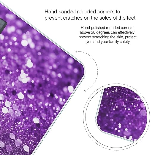 Weight Scale Sparkling Purple Glitter Print Digital Scale Bathroom Scale LCD Display Scale Body Weight Scale Portable Scale