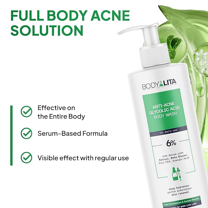 Anti Acne Glycolic Acid Body Wash for Acne Prone Skin Helps Improve Skin Texture with Salicylic and Azelaic Acid 5.07 Fl Oz (6)