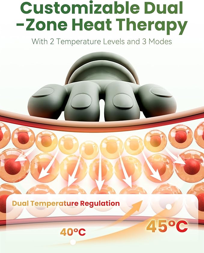 Neck and Back Massager Official 4D Deepkneading Neck Massager 2.0 with Heat Wireness with 2 Temp Levels &amp 3-Speed for Pain Relief Deep Tissue (1Pcs)
