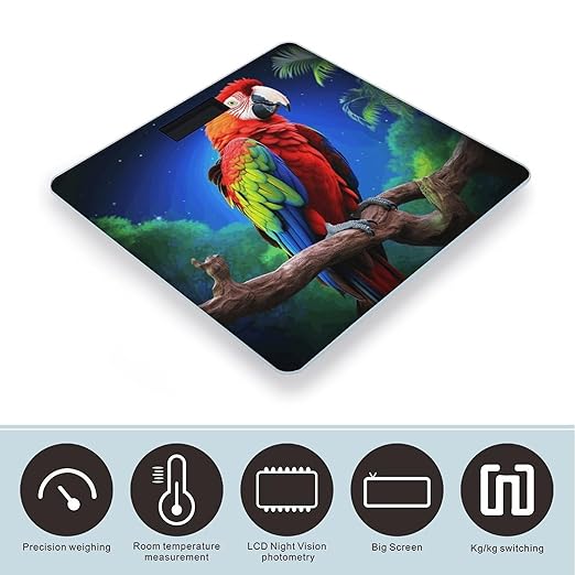 Parrot Bathroom Scale Large LCD Backlight Display Digital Scale Rounded Corners Body Scales Automatic Power On/Off Bathroom Scales for Home Bedrooms