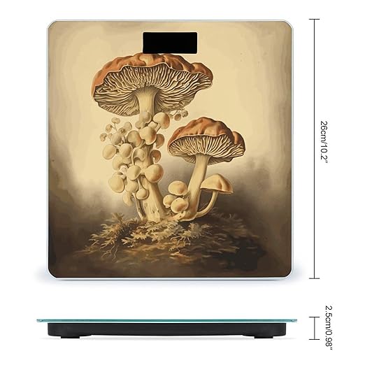 Vintage Mushrooms Bathroom Scale for Body Weight Bathroom Weighing Scale with Backlit LCD Display Highly Accurate Measures Weight Up to 180kg