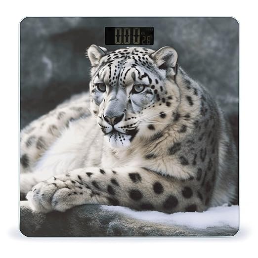 Snow Leopard Bathroom Scale for Body Weight Bathroom Weighing Scale with Backlit LCD Display Highly Accurate Measures Weight Up to 180kg