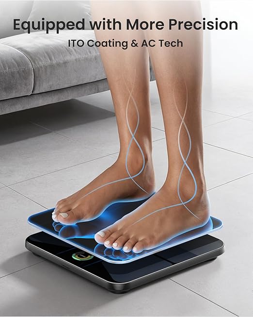 RENPHO Scale with BMI Body Fat Muscle Mass Smart Scale for Body Weight Wi-Fi &amp Bluetooth Body Composition Scale Rechargeable Elis Evo